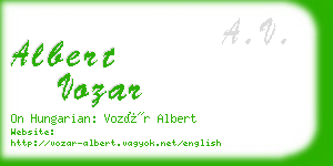 albert vozar business card